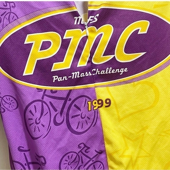 PEARL IZUMI Men’s CYCLING JERSEY Yellow Purple Pan-Mass Challenge 1999 Size M - Picture 3 of 8